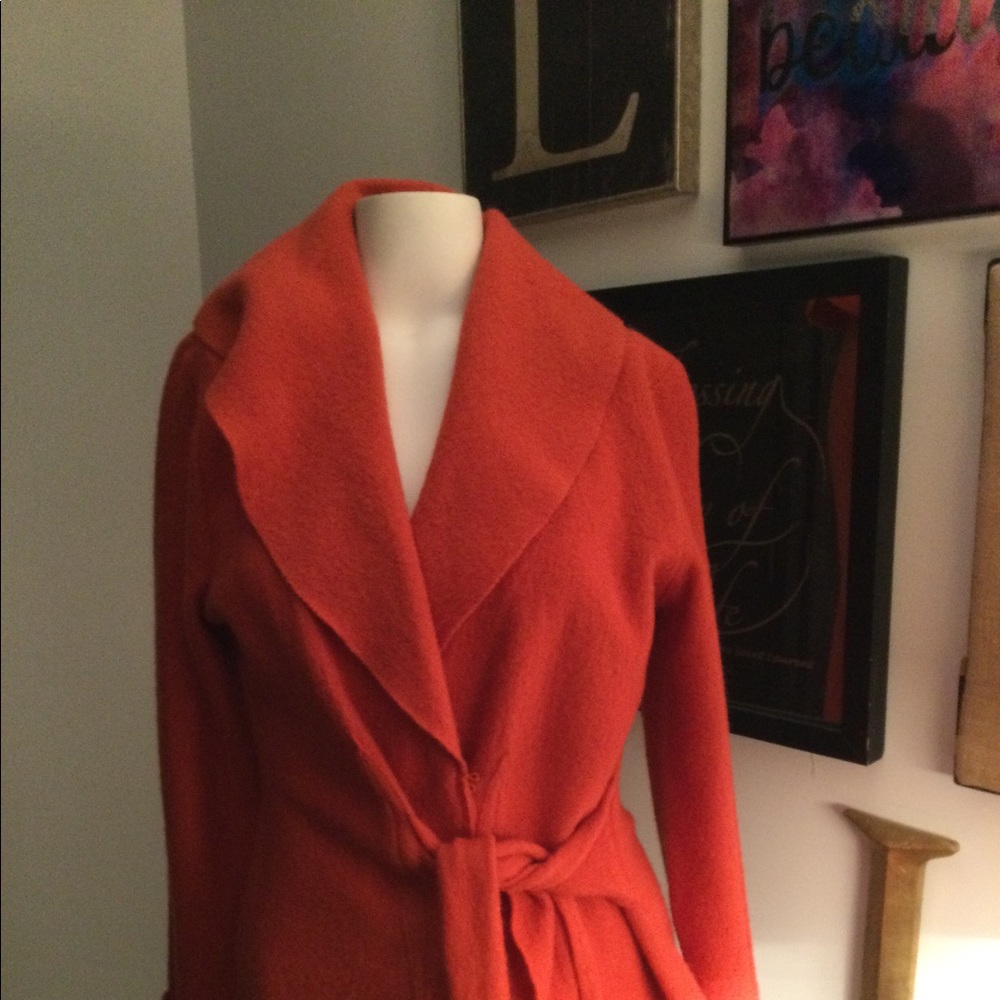 Anthropologie L orange boiled wool wrap sweater